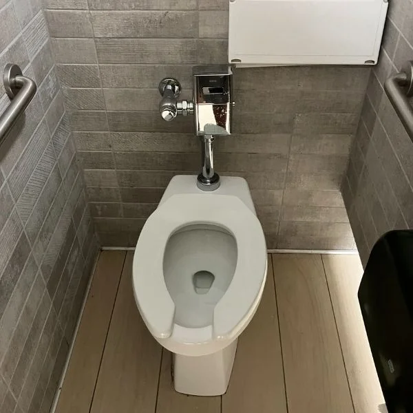 Commercial toilet in a bathroom