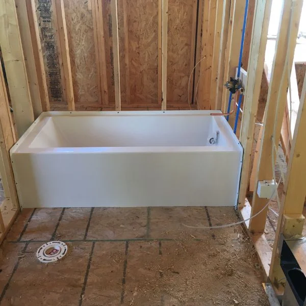 Bathroom rough in with bathtub installation